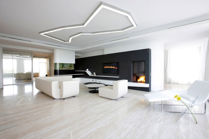 soggiorno minimalista all'interno della casa