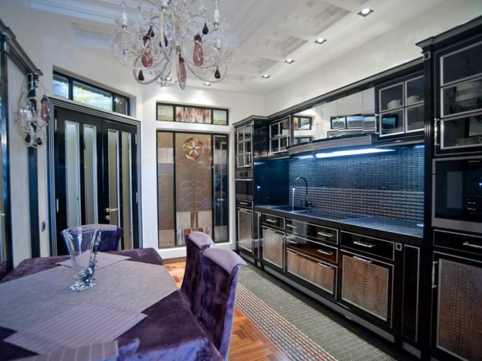 set da cucina nero in stile art déco