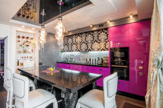 soffitto bianco e nero in cucina
