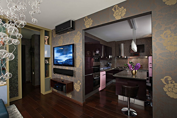 laminato all'interno della cucina-soggiorno