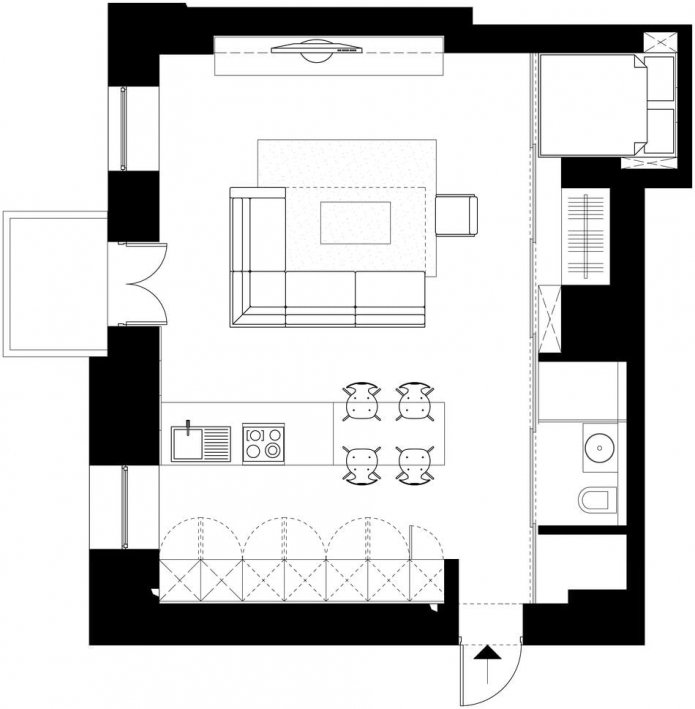 studio layout 50 mq