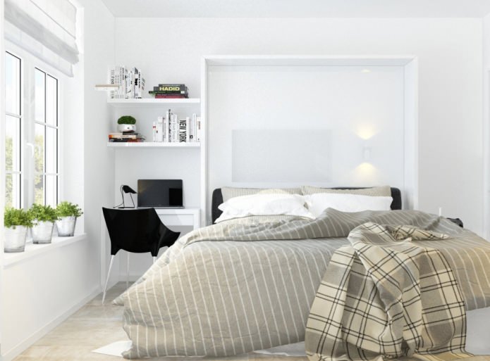 camera da letto con posto di lavoro
