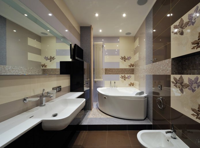 interno del bagno con podio in stile moderno