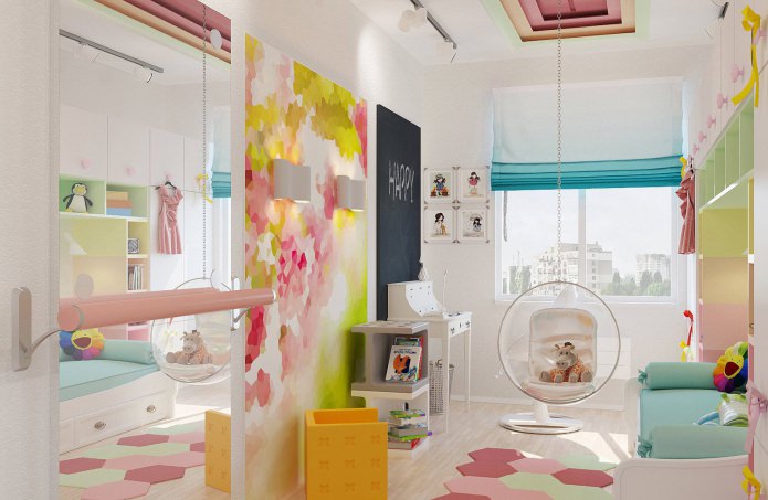 sedia sospesa all'interno di una cameretta per bambini