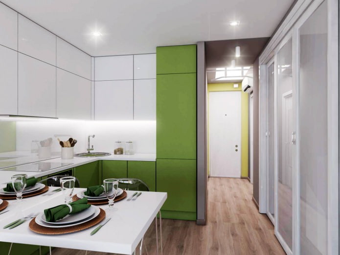 progetto di una cucina-soggiorno di 18,62 mq