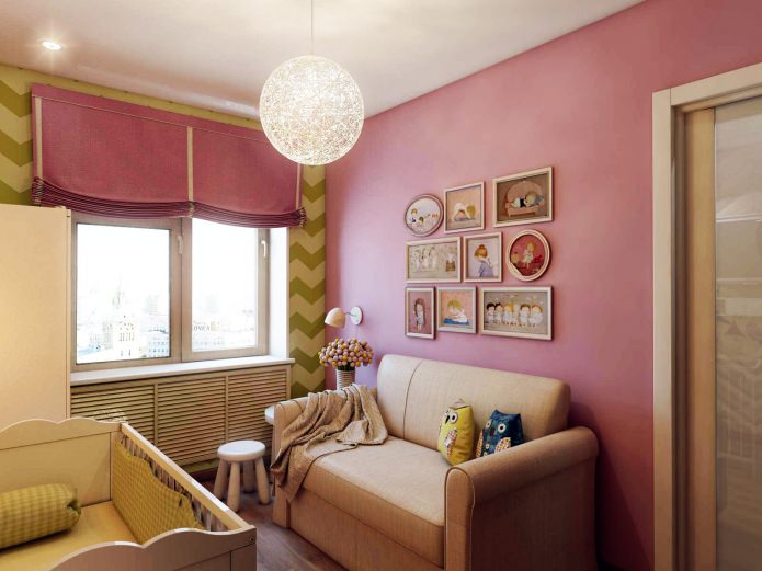 progettazione di una cameretta per bambini per un neonato di 8,4 mq.