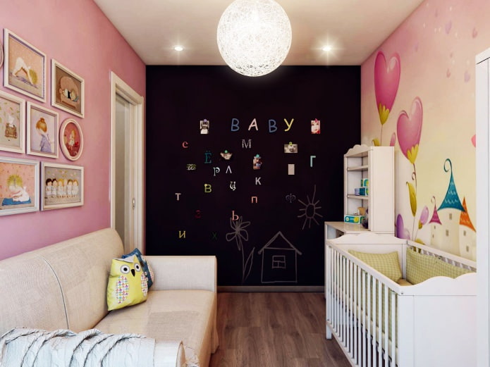 progettazione di una cameretta per bambini per un neonato di 8,4 mq.