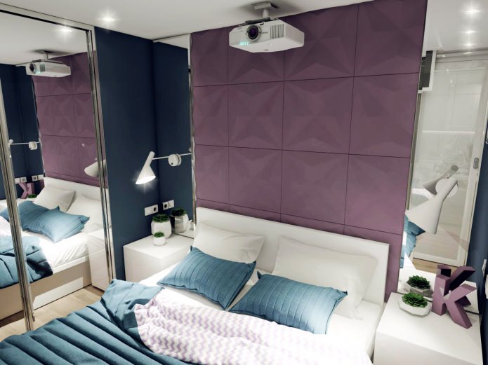 progetto di una camera da letto di 7,43 mq.