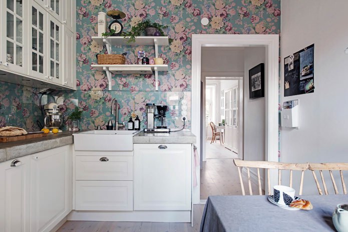 Design della carta da parati per una piccola cucina