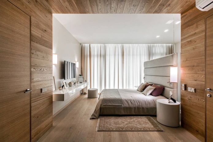 Suddivisione in zone della camera da letto con finitura