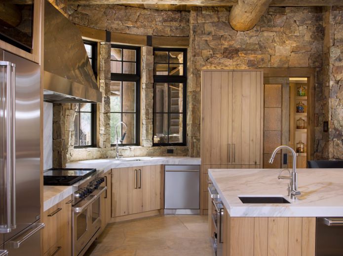 Muratura naturale in cucina