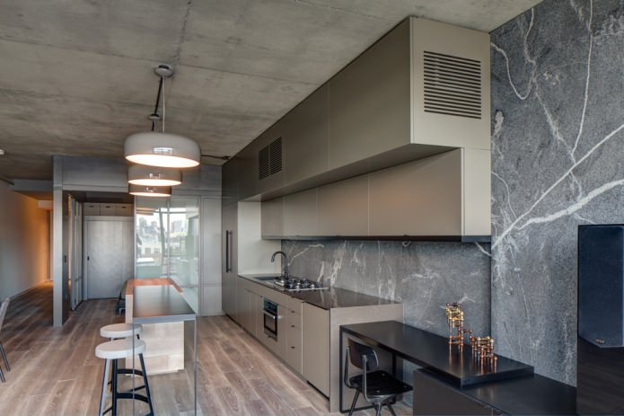 finitura in pietra in stile loft