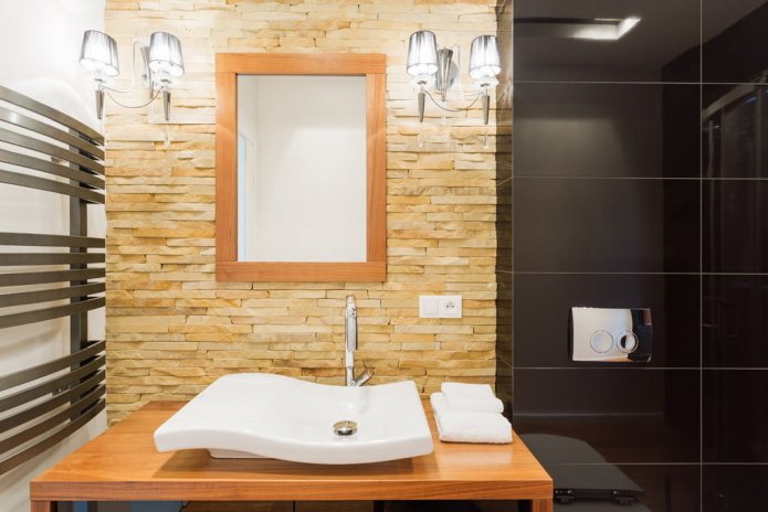 rivestimento in pietra decorativa in bagno