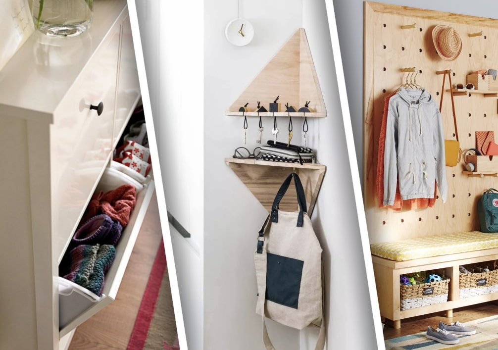 10 idee per riporre le cose in un piccolo corridoio