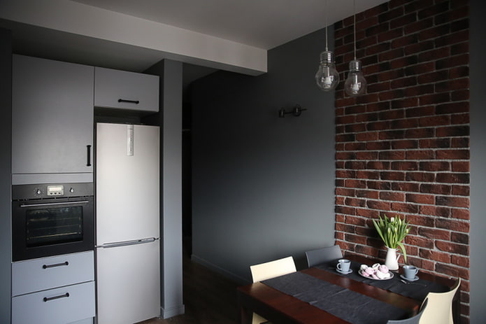 muratura nell'interno della cucina