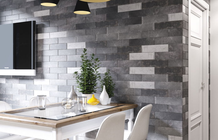 combinazione di colori dei mattoni nell'interno della cucina