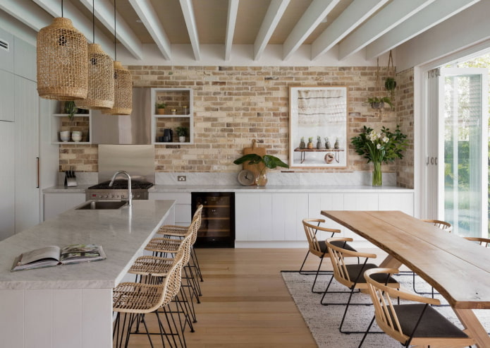 muratura in cucina in stile ecologico