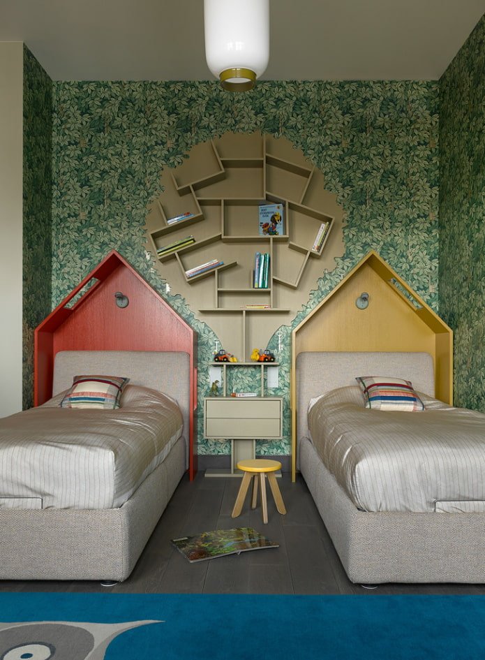 librerie all'interno della cameretta dei bambini