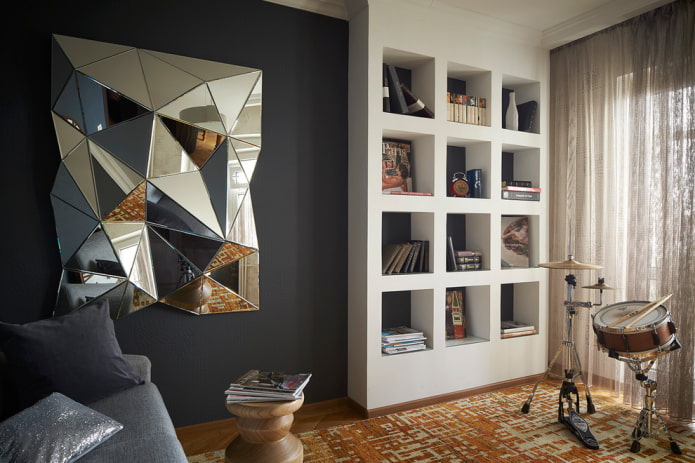 mensole in cartongesso per libri nell'interno