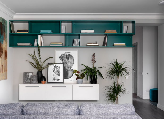 combinazione di colori delle librerie negli interni