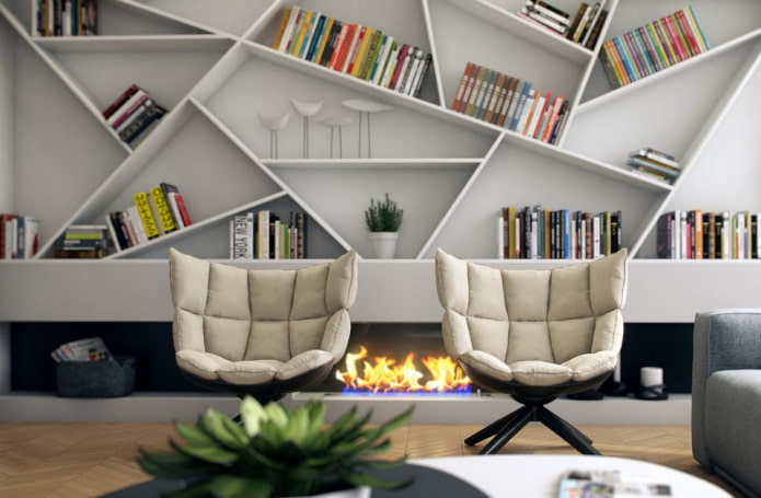 librerie in un interno in stile moderno