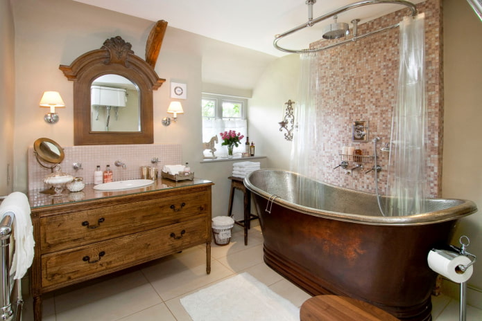 mobili in legno in bagno