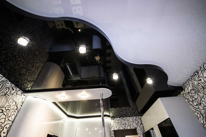 struttura del soffitto teso in bianco e nero