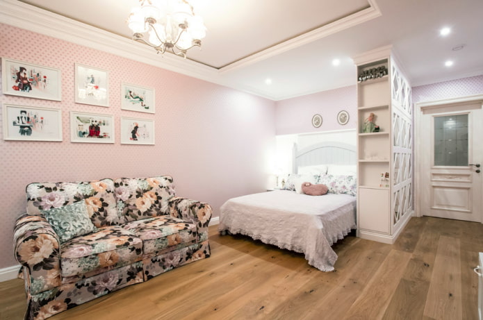 camera da letto per una ragazza adolescente in stile provenzale
