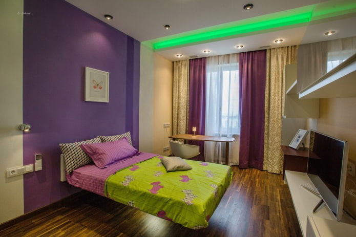 illuminazione all'interno della camera da letto di una ragazza adolescente