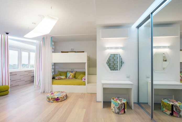 design della camera da letto per due bambine
