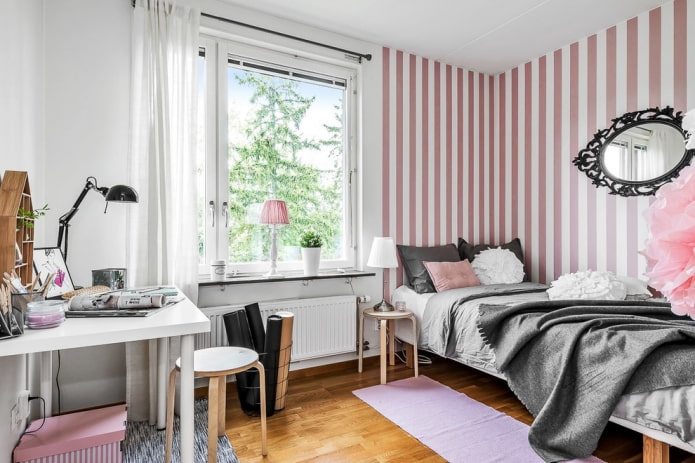 camera da letto per ragazze adolescenti in stile scandinavo