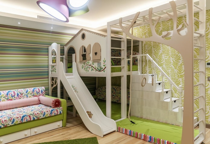 progettazione della camera da letto per due bambine di età diverse 