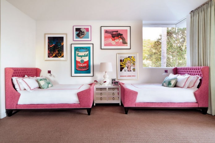design della camera da letto per due ragazze