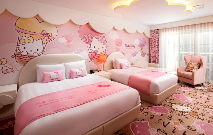 design della camera da letto per due ragazze