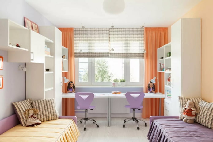 progettazione di una camera da letto di 12 metri quadrati per due ragazze