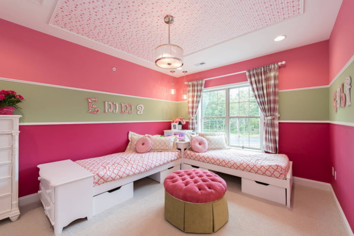 design della camera da letto per due ragazze adolescenti