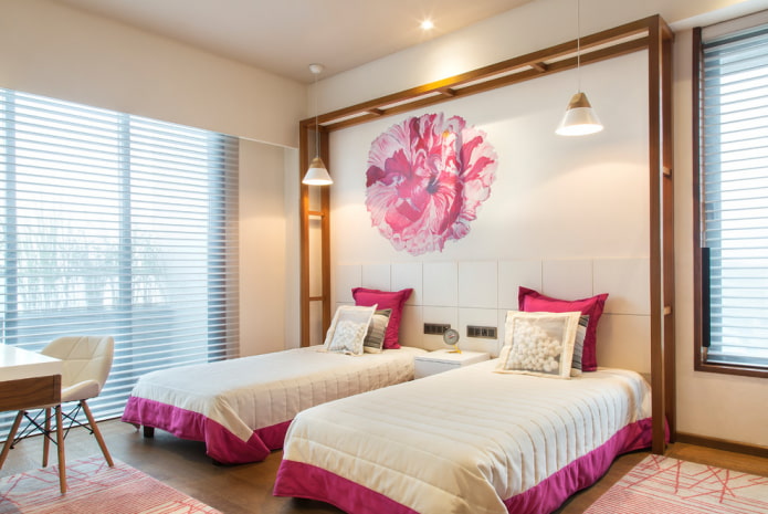 camera da letto per due ragazze in stile moderno