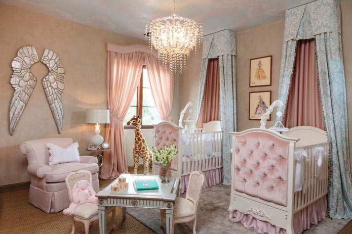 progetto della camera da letto per due neonate 