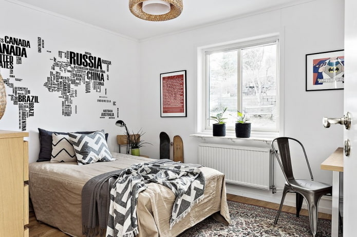 camera da letto per un adolescente in stile scandinavo