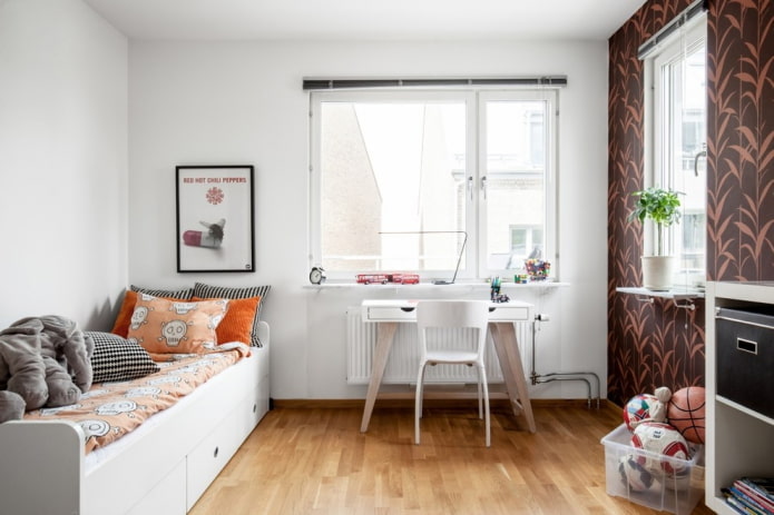 camera da letto per un adolescente in stile scandinavo