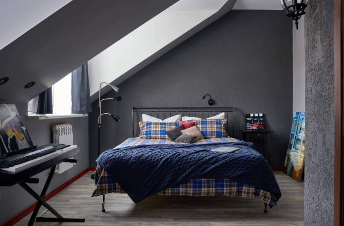progetto di una camera da letto mansardata per un ragazzo adolescente