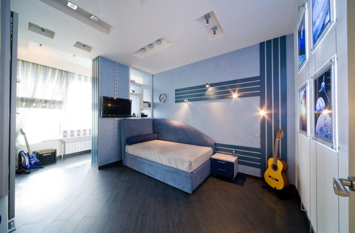 combinazione di colori di una camera da letto per un ragazzo adolescente