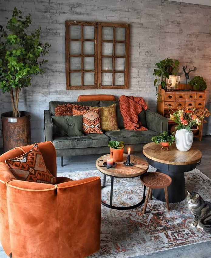 soggiorno in stile boho
