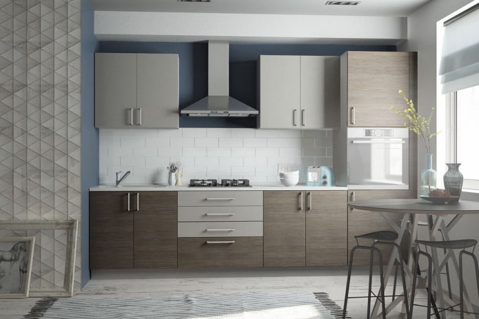 interno della cucina nei toni del grigio e del marrone