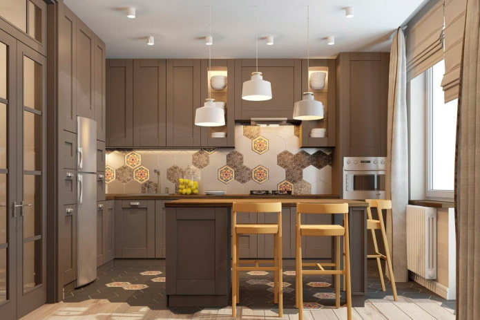 cucina nei toni del marrone in stile scandinavo