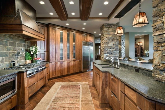 cucina in stile country nei toni del marrone