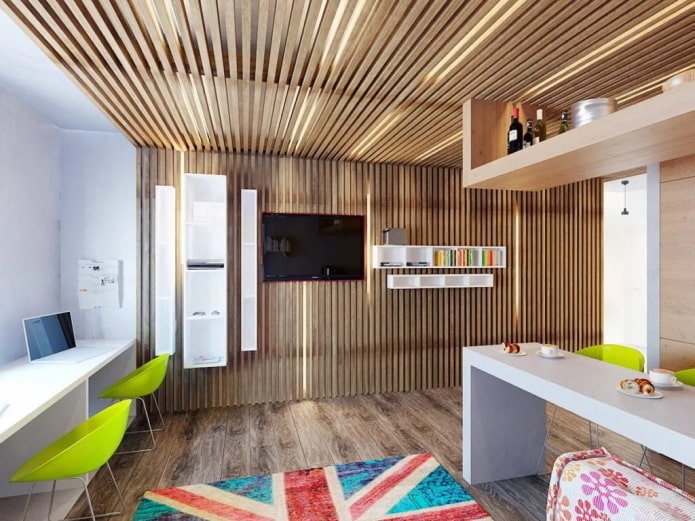 struttura del soffitto a doghe marrone