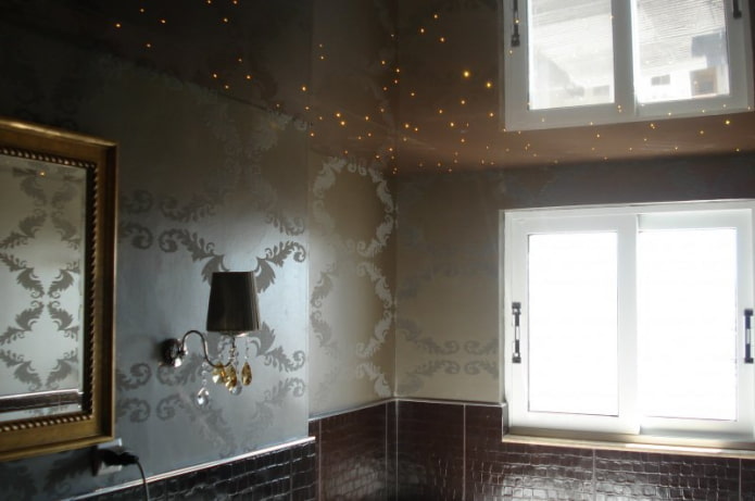 soffitto teso marrone con glitter