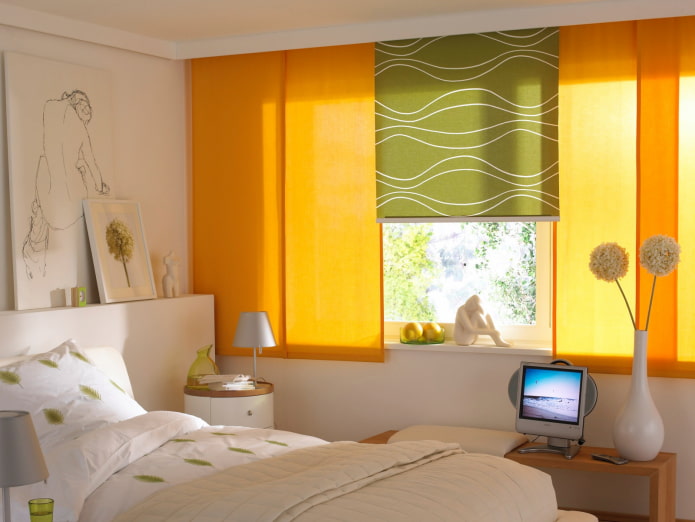tende giapponesi corte in camera da letto