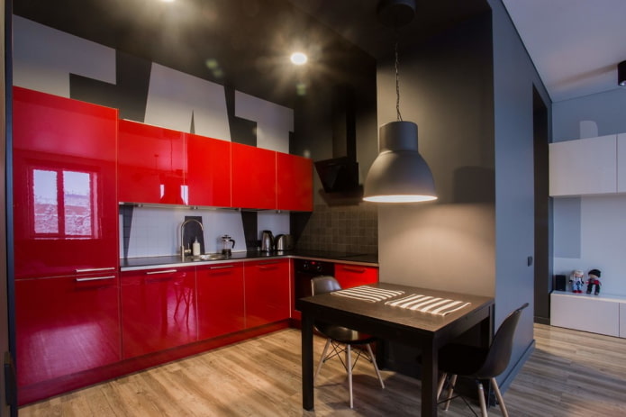 arredamento cucina nei toni del rosso